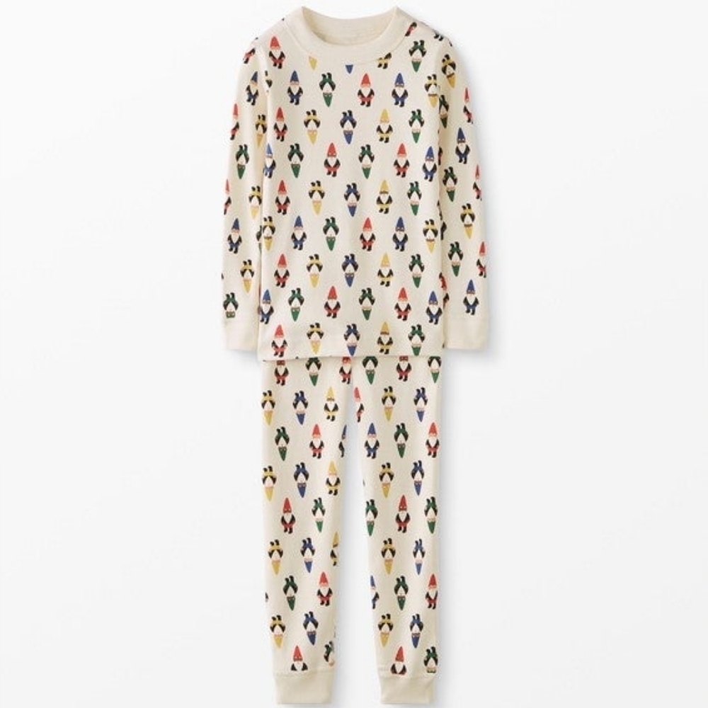 Hanna Andersson Cream Pajama Set with Multicolor Pattern